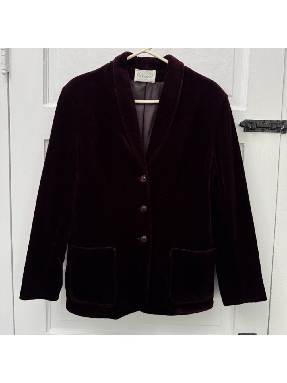 Vintage Choice by Butte Velvet Blazer Womens M Burgundy USA Union Made